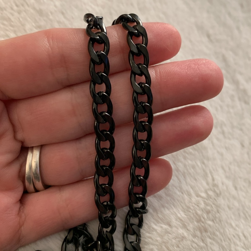 Black Stainless Steel Cuban Chain Necklace - Picture 2 of 9